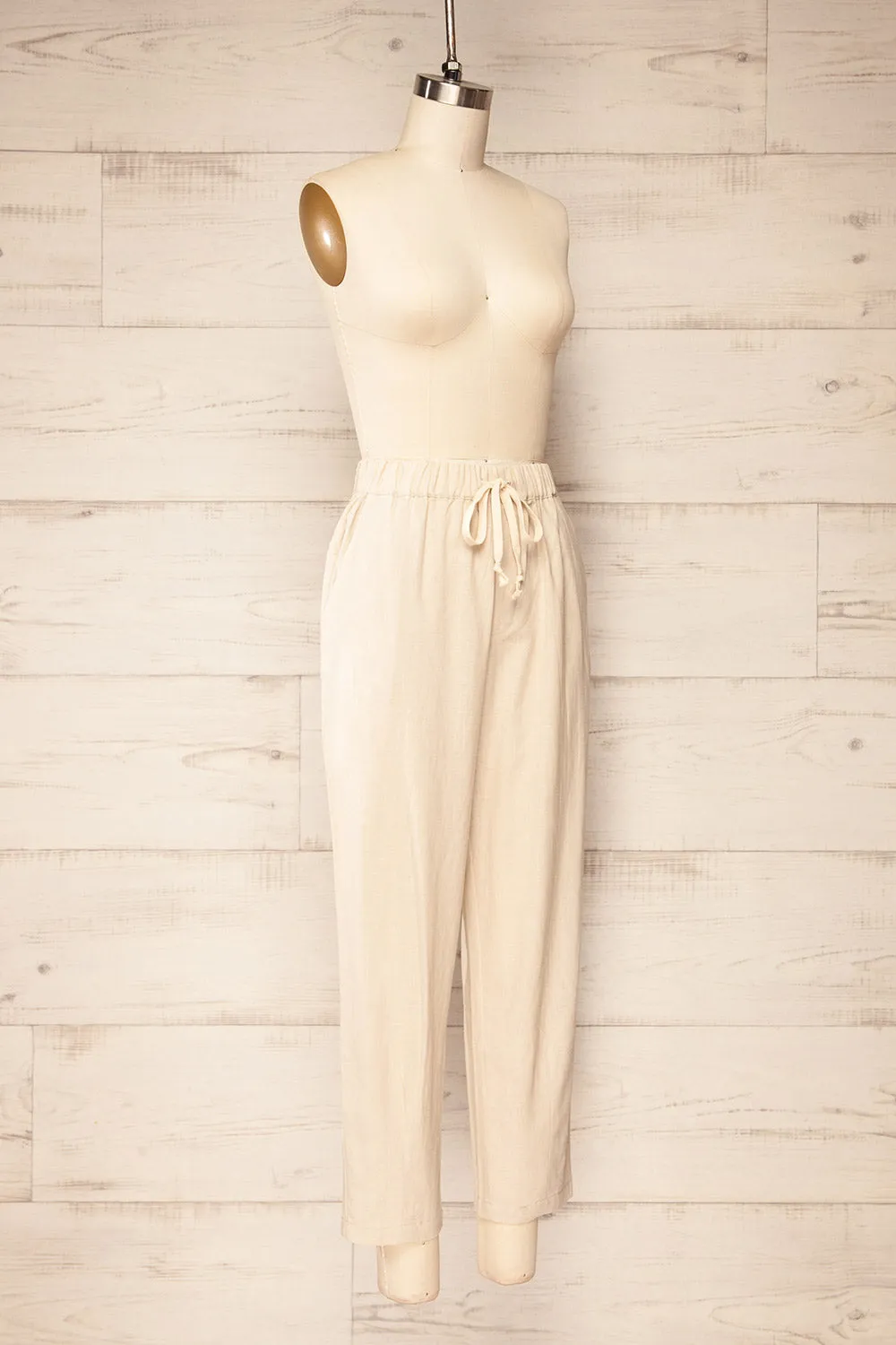 Trincao Beige | Linen Pants with Drawstrings sold by Boutique 1861 product image thumbnail 3