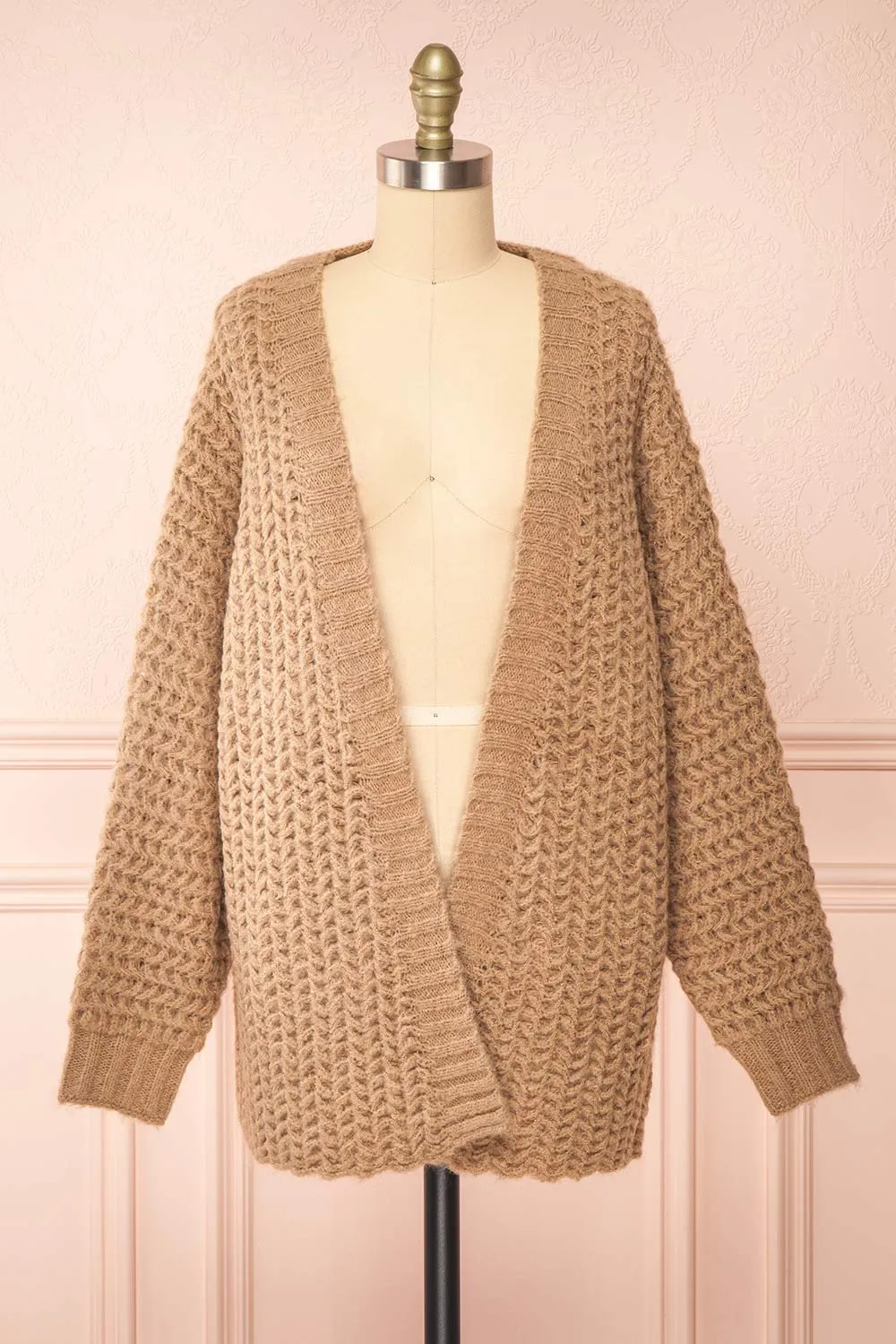 Francoise Taupe | Knit Open-Front Cardigan sold by Boutique 1861