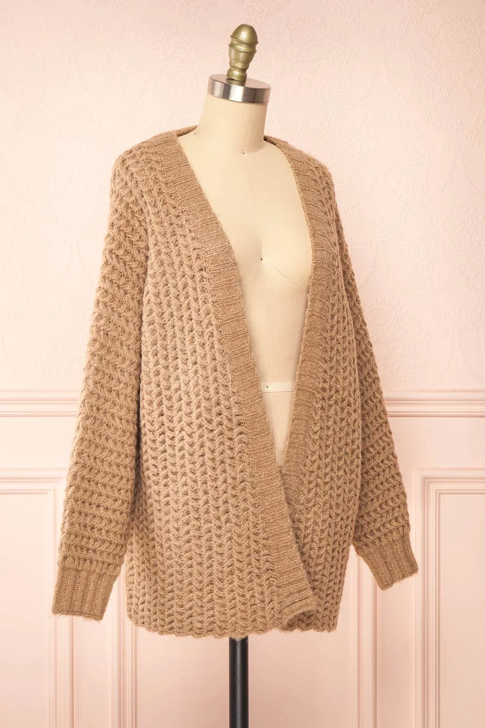 Francoise Taupe | Knit Open-Front Cardigan sold by Boutique 1861 product image thumbnail 3