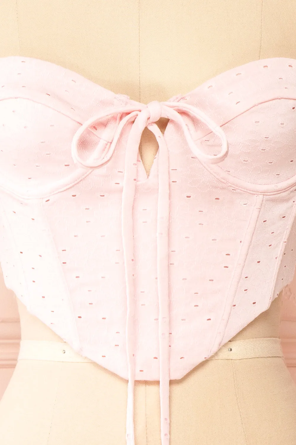 Messalina | Pink Cropped Corset Top w/ Tie-Up Bow sold by Boutique 1861 product image thumbnail 2