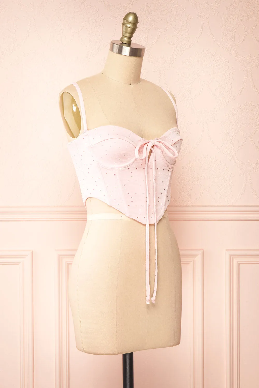 Messalina | Pink Cropped Corset Top w/ Tie-Up Bow sold by Boutique 1861 product image thumbnail 3