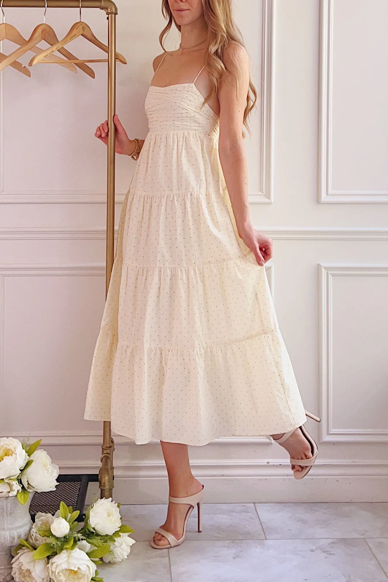 Hella | Tiered Beige Midi Dress w/ Polka Dots sold by Boutique 1861 product image thumbnail 2