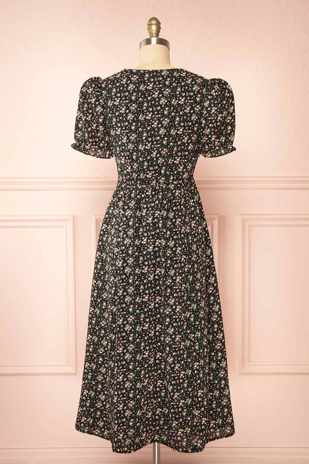 Sokka Black | Floral Midi Dress w/ Short Sleeves sold by Boutique 1861 product image thumbnail 5