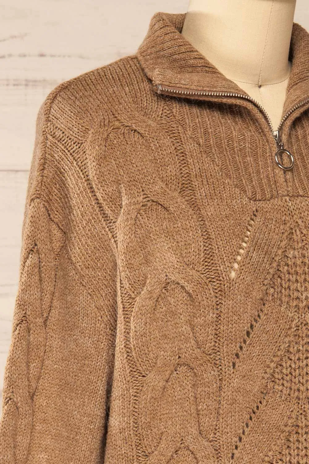 Nottingham Brown | Quarter Zip Knit Sweater sold by Boutique 1861 product image thumbnail 4
