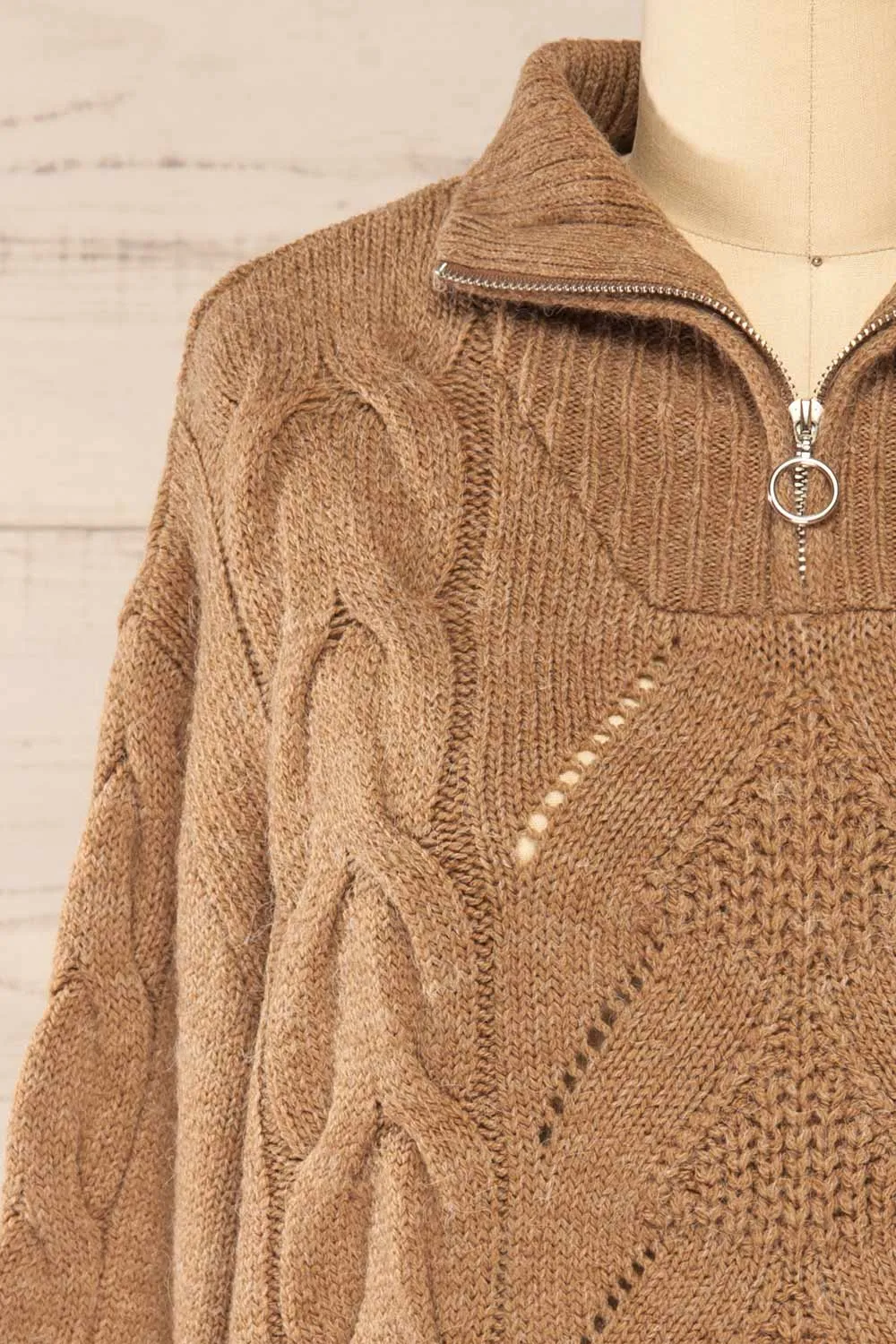 Nottingham Brown | Quarter Zip Knit Sweater sold by Boutique 1861 product image thumbnail 2
