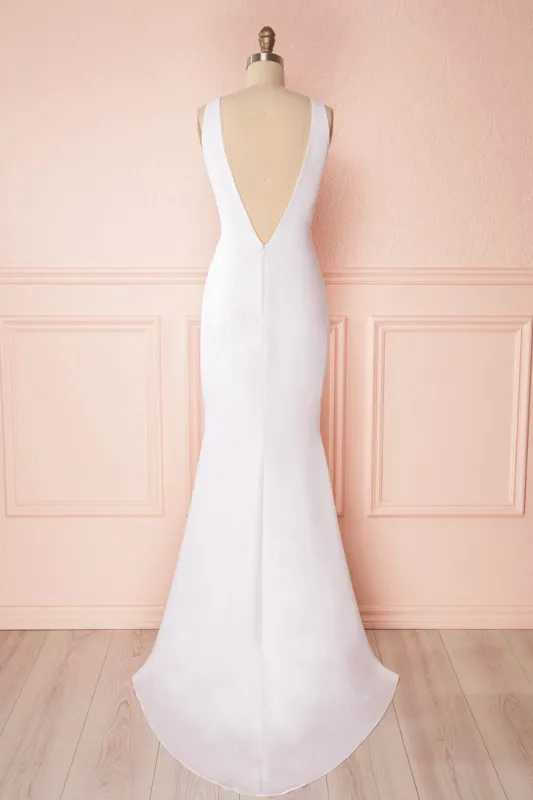 Sanya White | Backless Mermaid Gown sold by Boutique 1861