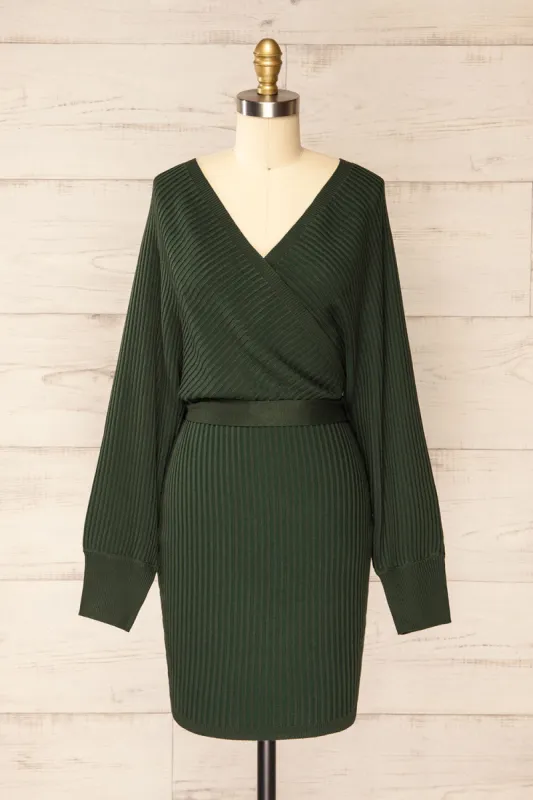 Bergame Green | Knitted Wrap Dress sold by Boutique 1861