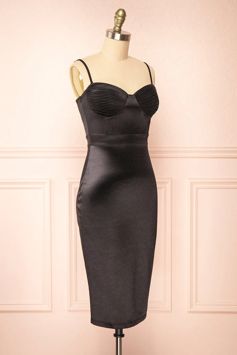 Elderia Black | Fitted Satin Midi Dress sold by Boutique 1861 product image thumbnail 4