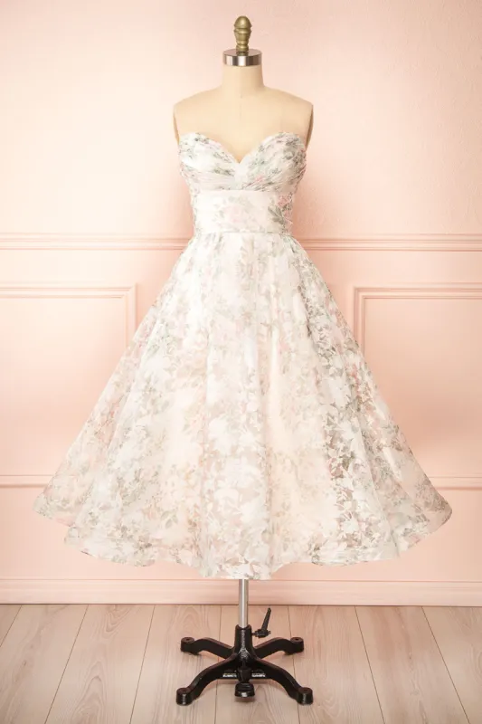 Mahalia Pink | Midi Floral Gown w/ Sparkly Lining sold by Boutique 1861