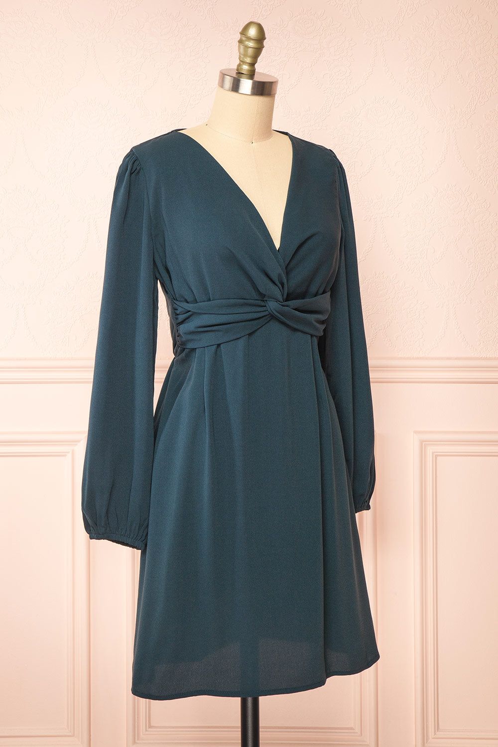 Ebba Green | Knot Front Short Dress w/ Puffy Sleeves sold by Boutique 1861 product image thumbnail 3