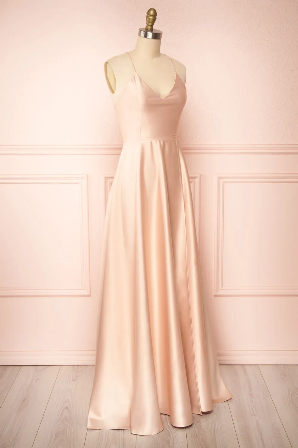 Julia Blush | Satin Maxi Dress w/ High Slit sold by Boutique 1861 product image thumbnail 3