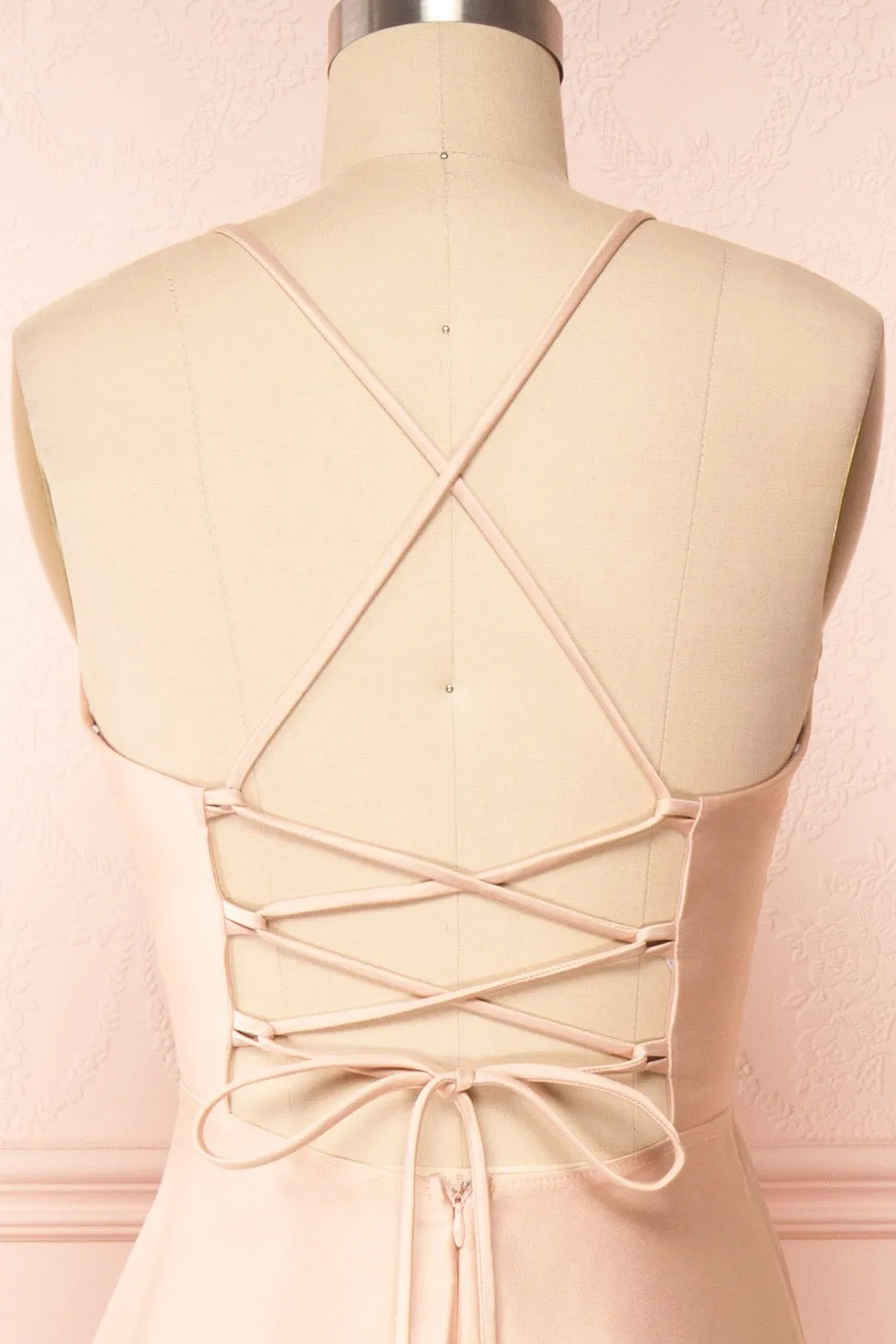 Julia Blush | Satin Maxi Dress w/ High Slit sold by Boutique 1861 product image thumbnail 2