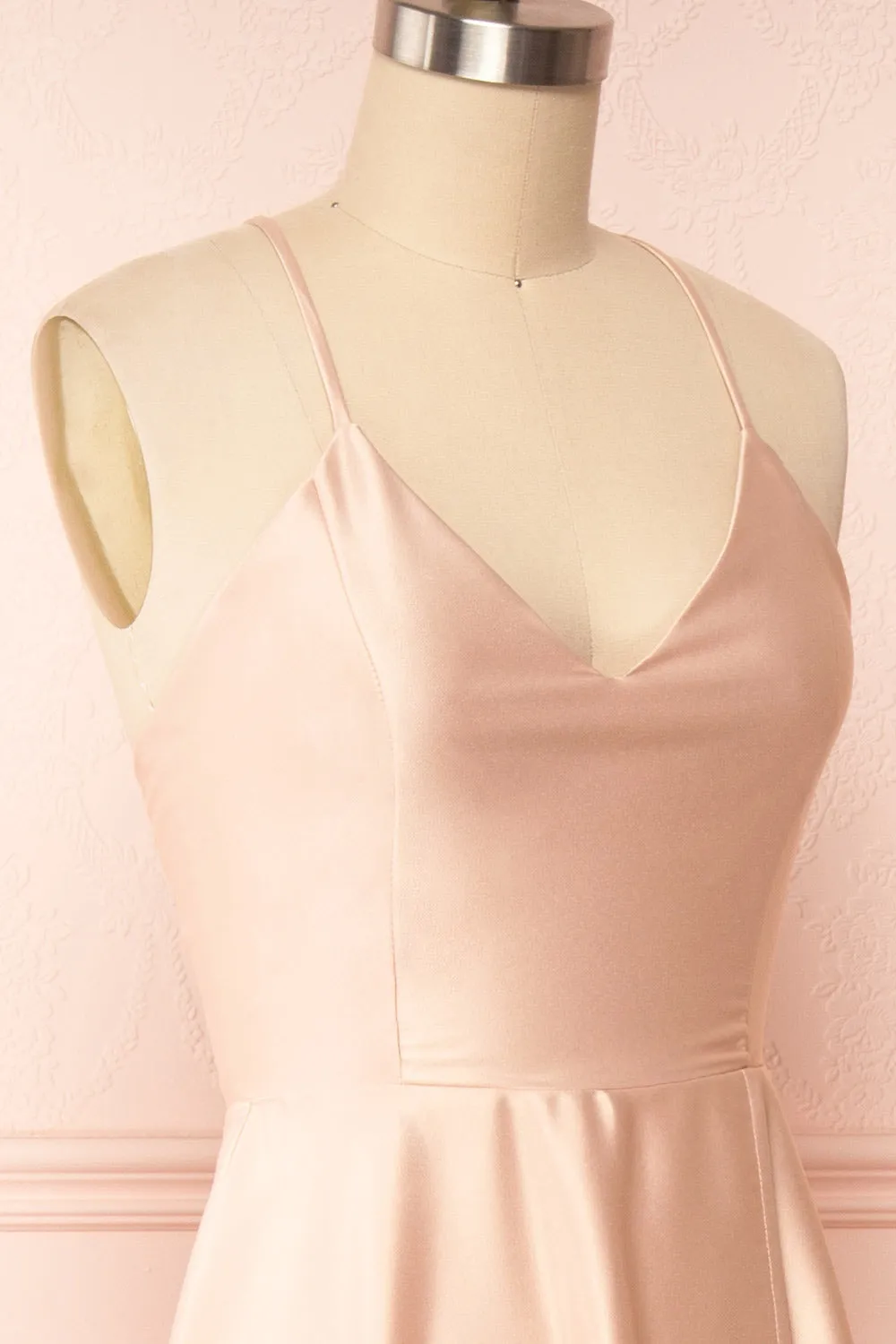 Julia Blush | Satin Maxi Dress w/ High Slit sold by Boutique 1861 product image thumbnail 4