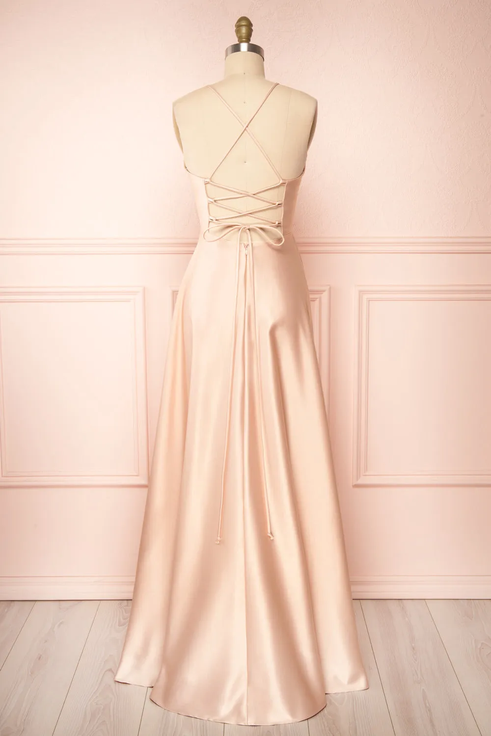 Julia Blush | Satin Maxi Dress w/ High Slit sold by Boutique 1861 product image thumbnail 5