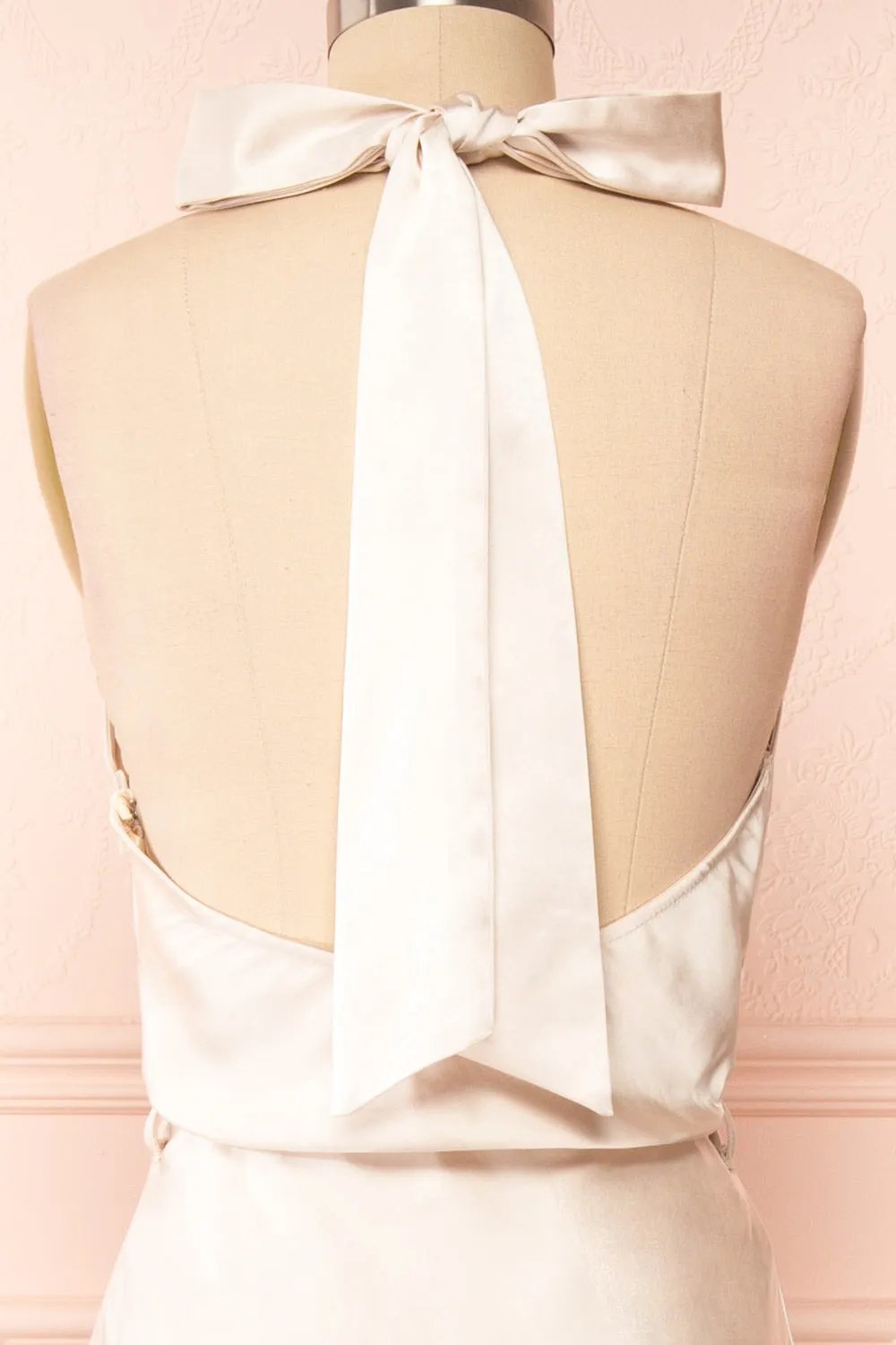 Masa Champagne | Cowl Hatler Neck Satin Maxi Dress sold by Boutique 1861 product image thumbnail 2