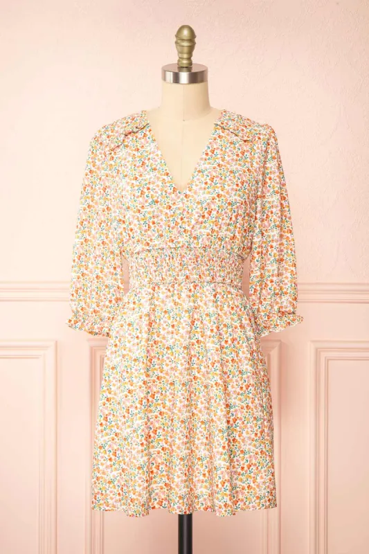 Gabriella | Short Floral Dress w/ 3/4 Sleeves sold by Boutique 1861