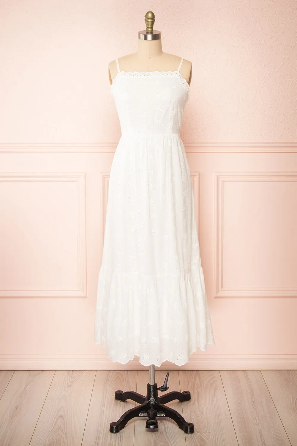 Ronisia | White Midi Dress with Openwork sold by Boutique 1861