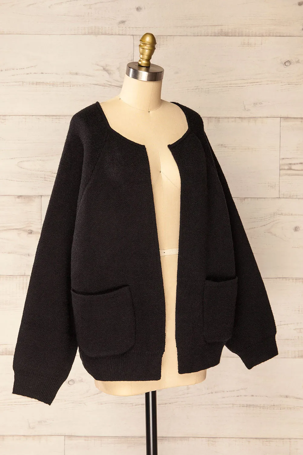 Stuttgart Black | Thick Knit Open Cardigan sold by Boutique 1861 product image thumbnail 4