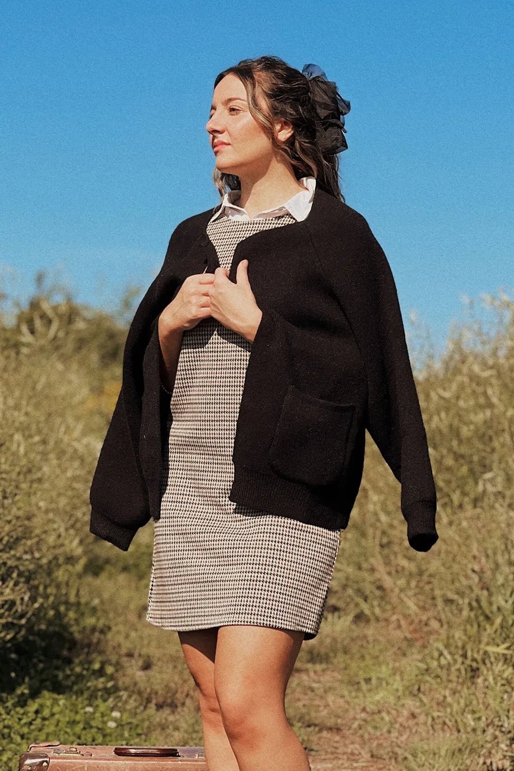 Stuttgart Black | Thick Knit Open Cardigan sold by Boutique 1861 product image thumbnail 2