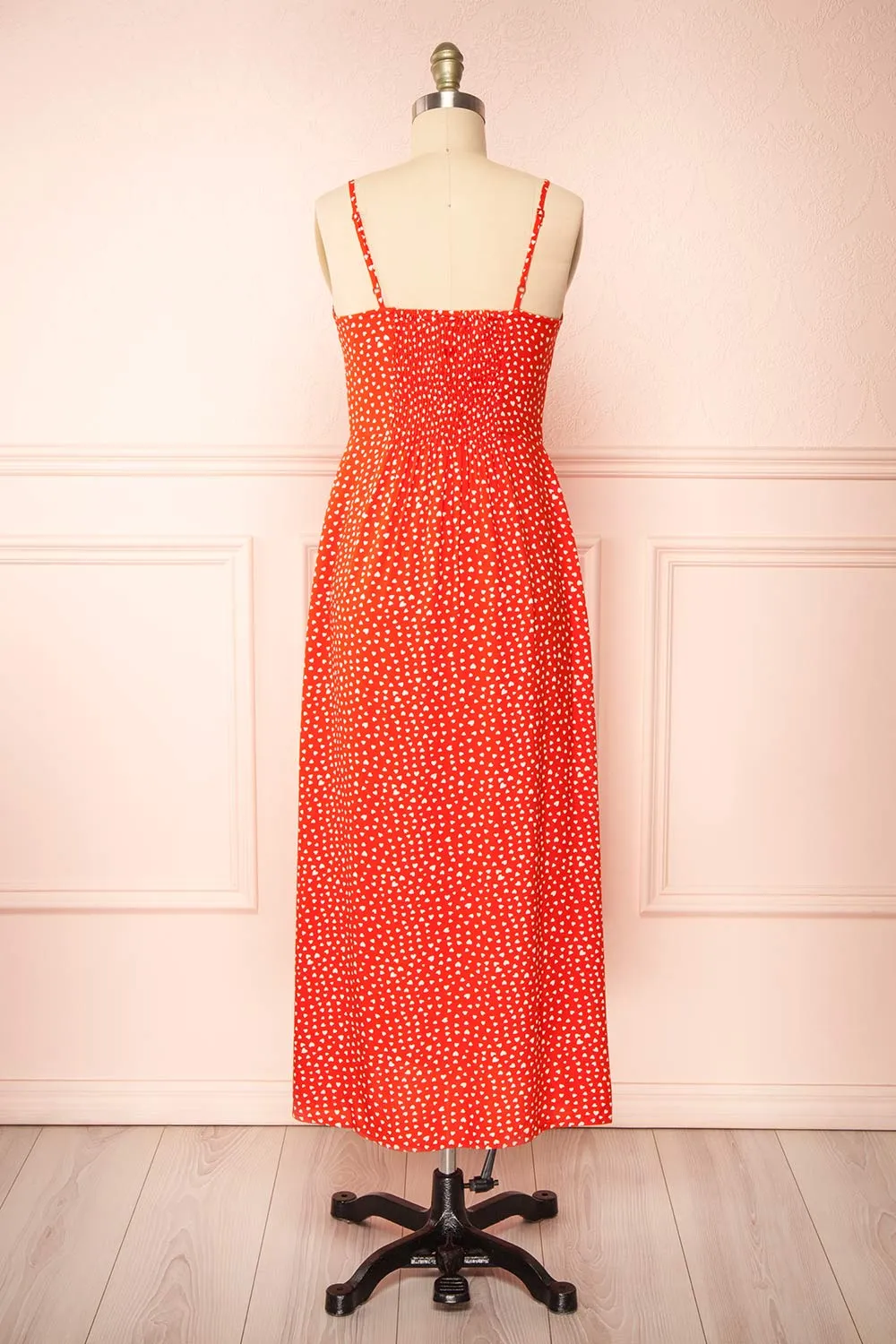 Loranda Red | Heart Print Midi Dress w/ Ruffles sold by Boutique 1861 product image thumbnail 5