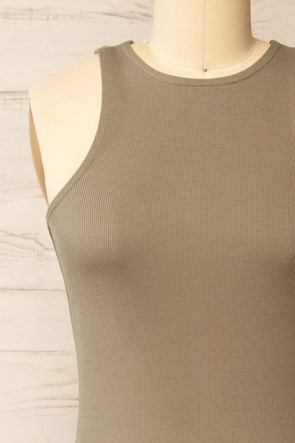 Daegu Khaki | Long Fitted Ribbed Dress sold by Boutique 1861 product image thumbnail 2