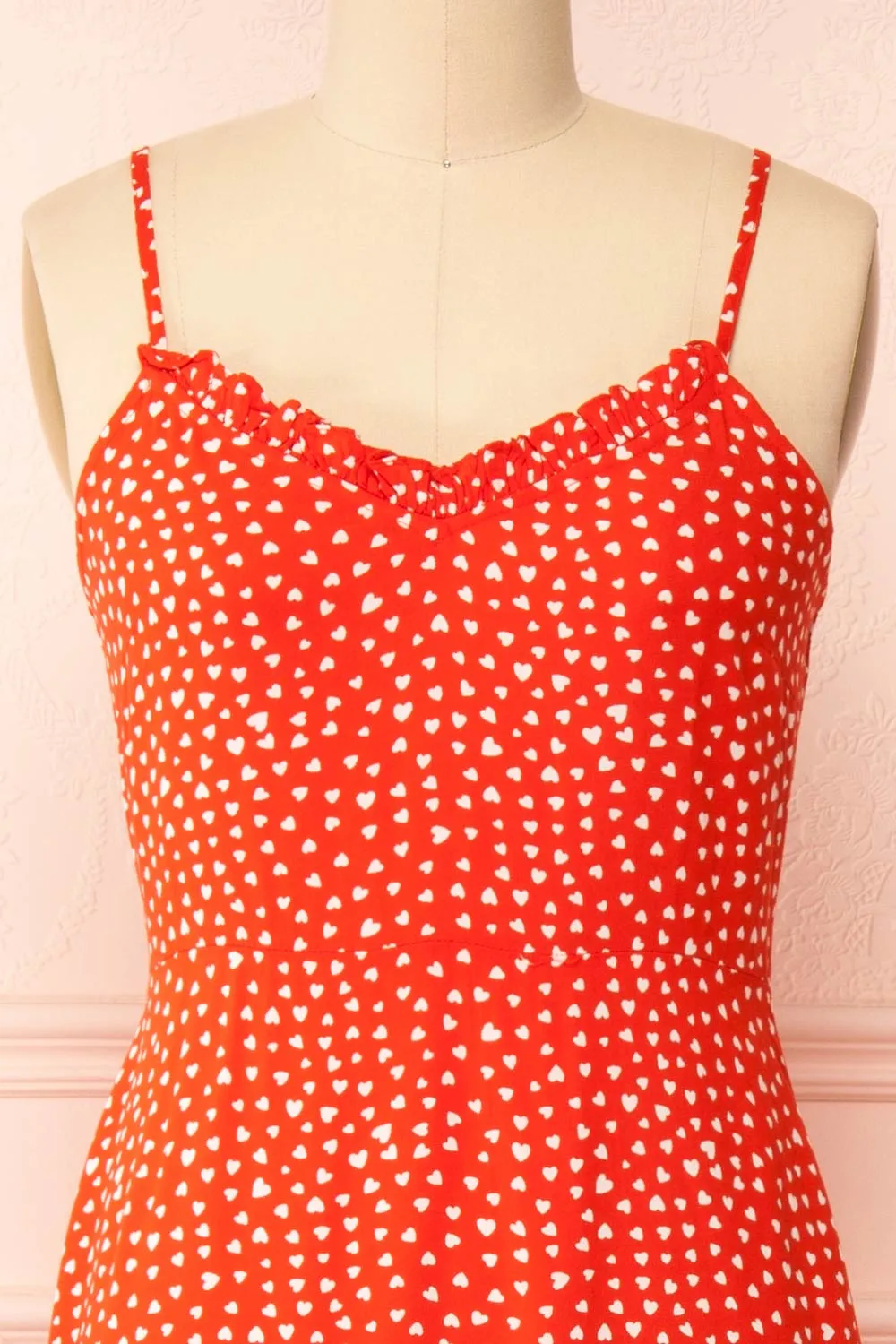 Loranda Red | Heart Print Midi Dress w/ Ruffles sold by Boutique 1861 product image thumbnail 2