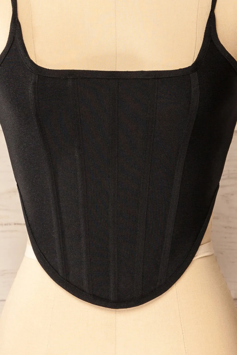 Hyeres Black | Cropped Corset Top w/ Back Zipper sold by Boutique 1861 product image thumbnail 2