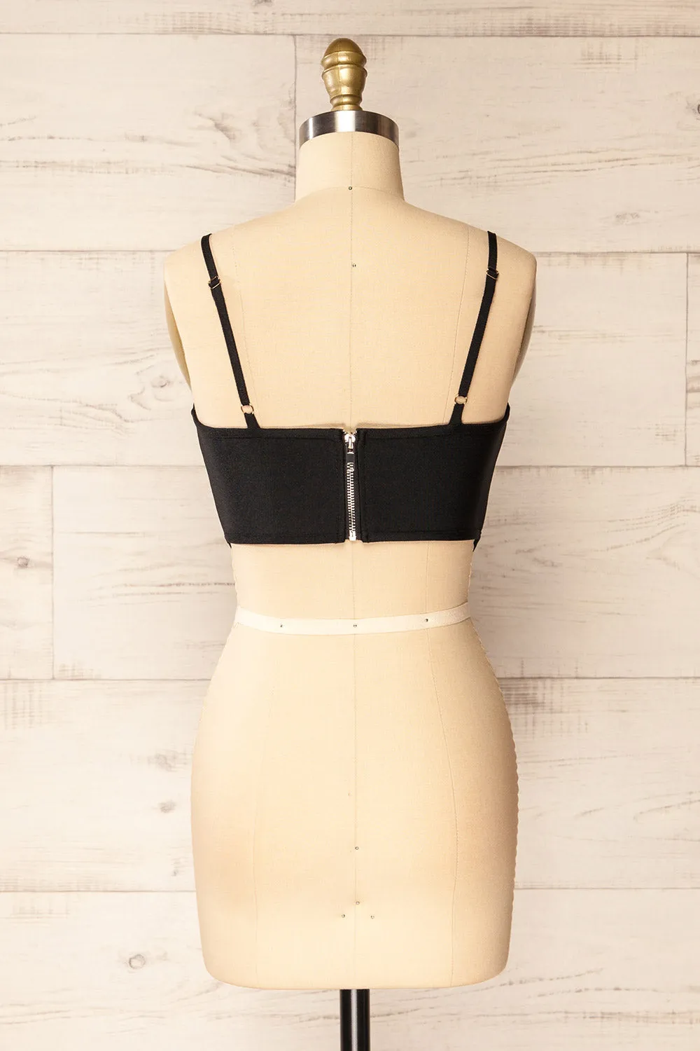 Hyeres Black | Cropped Corset Top w/ Back Zipper sold by Boutique 1861 product image thumbnail 5