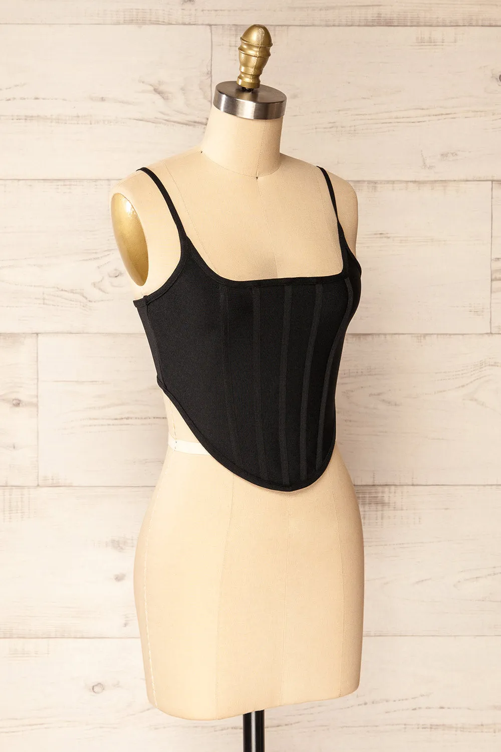 Hyeres Black | Cropped Corset Top w/ Back Zipper sold by Boutique 1861 product image thumbnail 3