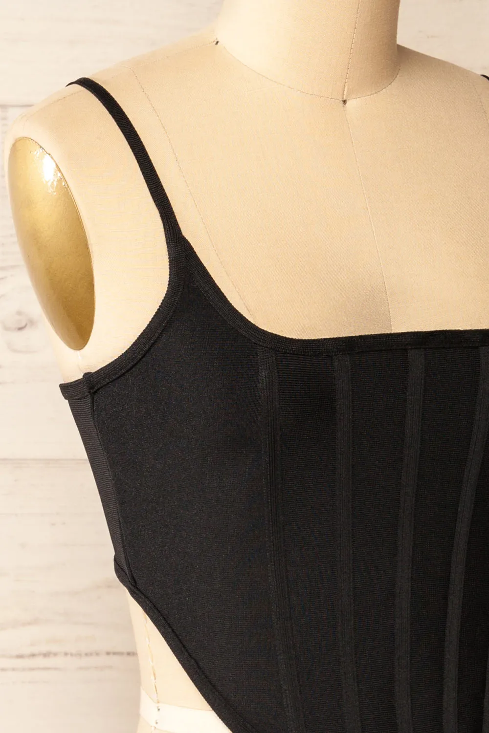 Hyeres Black | Cropped Corset Top w/ Back Zipper sold by Boutique 1861 product image thumbnail 4