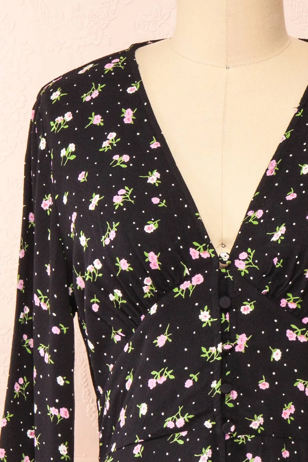 Netra Black | Long Sleeve Floral Midi Dress sold by Boutique 1861 product image thumbnail 2