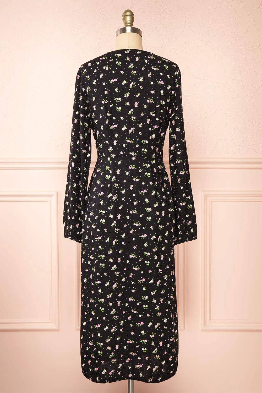 Netra Black | Long Sleeve Floral Midi Dress sold by Boutique 1861 product image thumbnail 5
