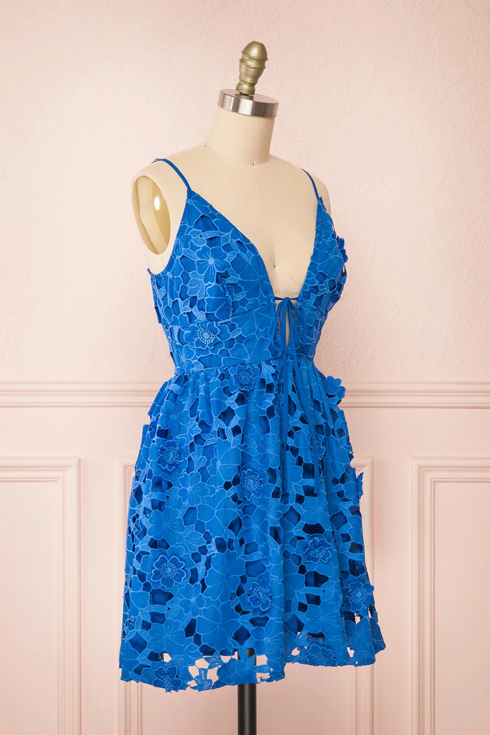 Yvette | Short Blue A-Line Lace Dress sold by Boutique 1861 product image thumbnail 4