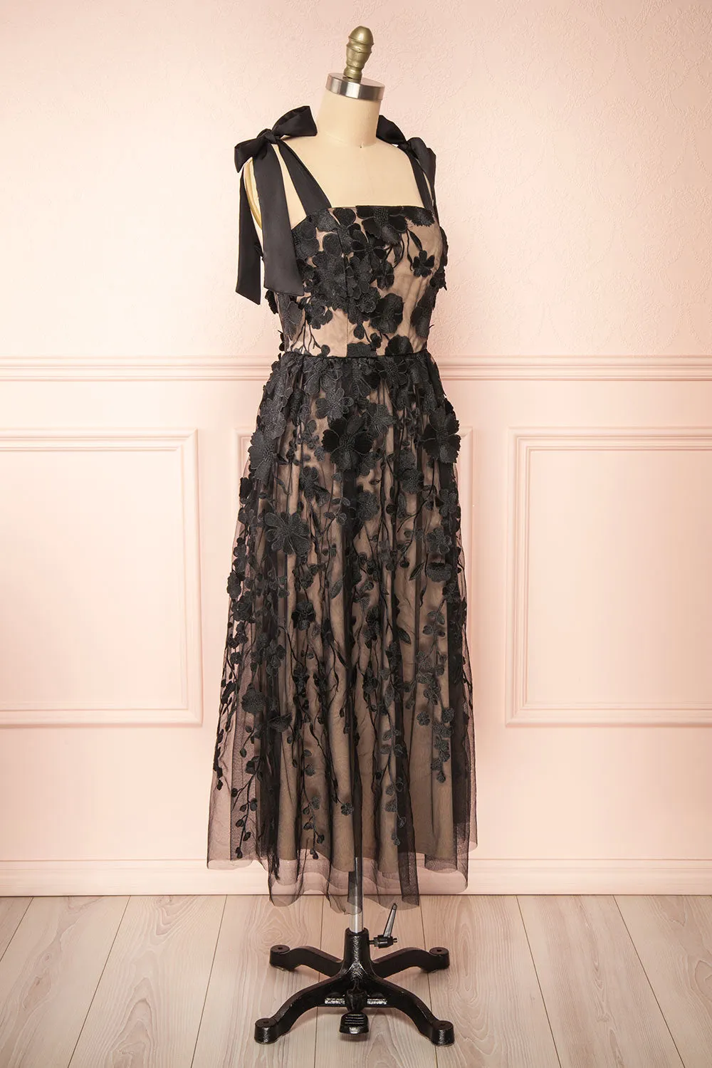 Isolt | Beige Midi Dress w/ Black Floral Lace sold by Boutique 1861 product image thumbnail 4