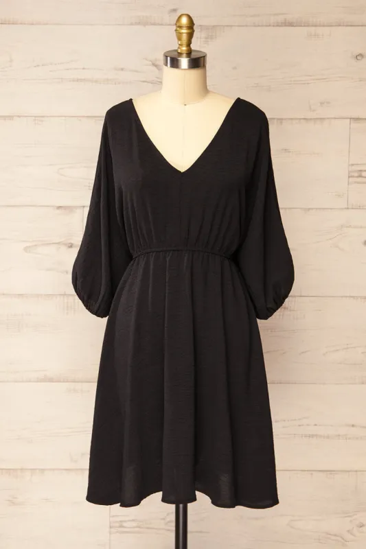 Fordwich | Short Black Dress with Batwing Sleeves sold by Boutique 1861