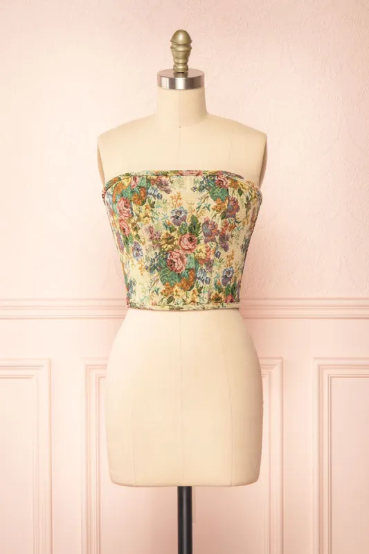 Cocona Beige | Bustier Corset Top w/ Lace Up Back sold by Boutique 1861