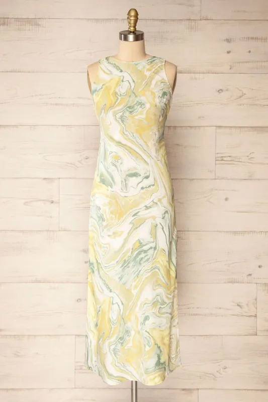 Reims | Green Marble Pattern Midi Dress sold by Boutique 1861