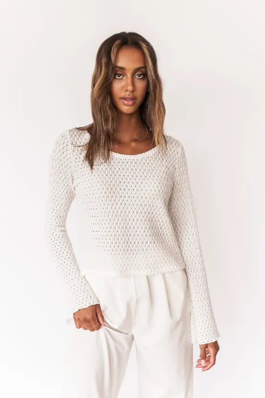 Chanel | White Openwork Top w/ Long Sleeves sold by Boutique 1861