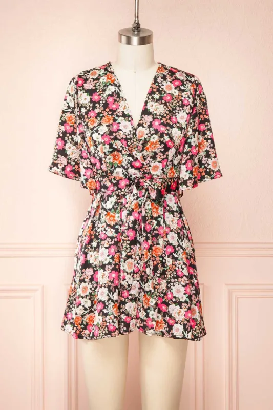 Aislinn | Floral Romper w/ Fabric Belt sold by Boutique 1861