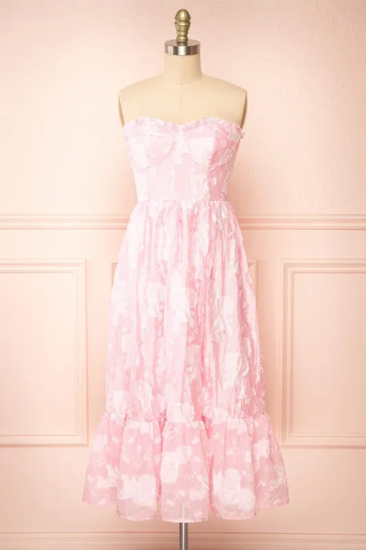 Signy | Bustier Floral Midi Dress w/ Removable Straps sold by Boutique 1861