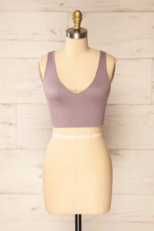 Vaugneray Mauve | Cropped Ribbed Cami sold by Boutique 1861
