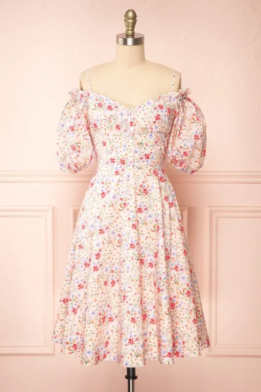 Lahja | Short Floral Dress w/ Corset Back sold by Boutique 1861