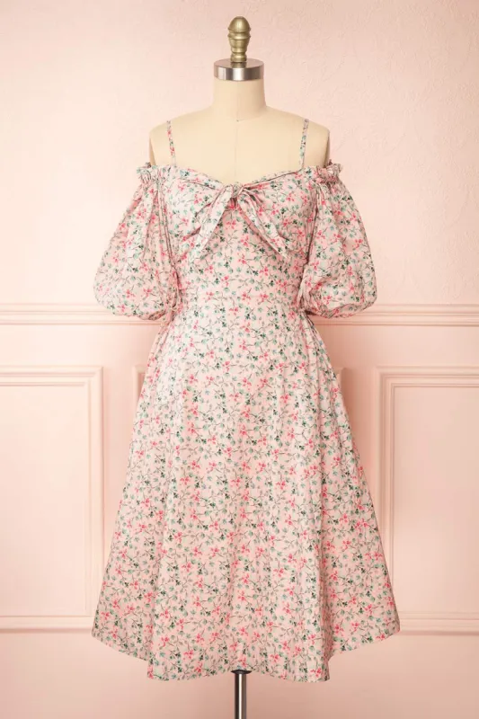 Daphnie | Short Floral Dress w/ Corset Side Ties sold by Boutique 1861