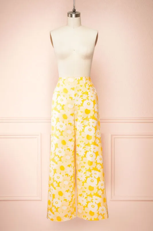 Rumer | Yellow Floral High-Waisted Pants sold by Boutique 1861