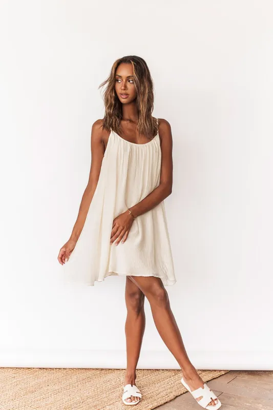 Isabela Ivory | Short Textured Oversized Cut Dress sold by Boutique 1861