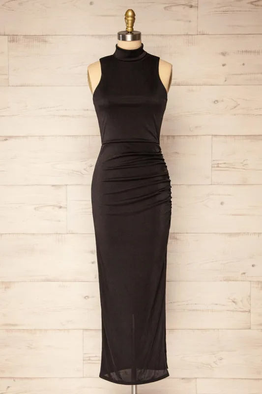 Honfleur | Black Sleeveless Midi Dress sold by Boutique 1861