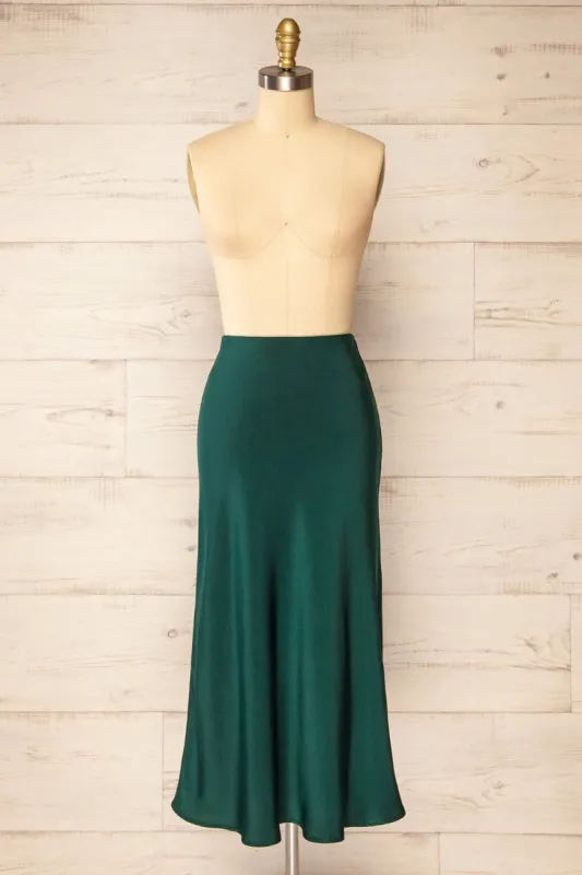 Neveah Green | Silky Midi Skirt sold by Boutique 1861
