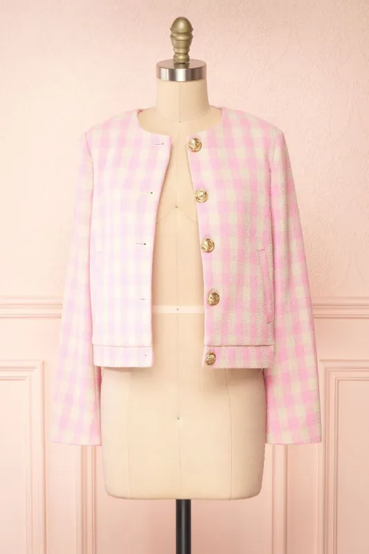 Lybugg | Pink Tweed Blazer w/ Round Collar sold by Boutique 1861