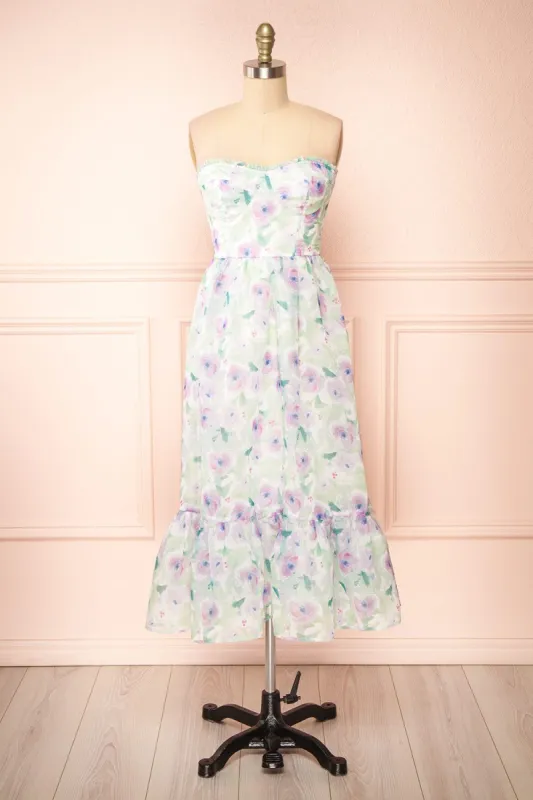 Junny | Bustier Floral Midi Dress sold by Boutique 1861
