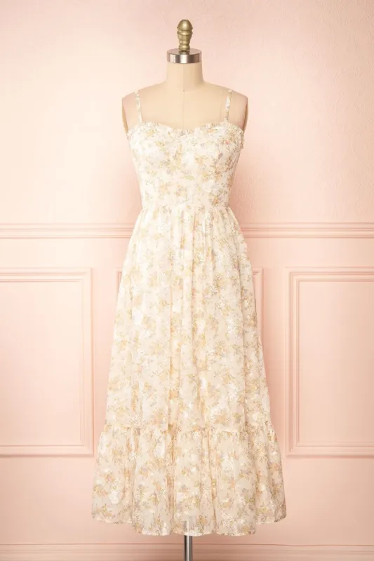 Azin | Bustier Floral Midi Dress made by Boutique 1861